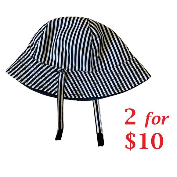 Baby Bucket Hat 12 to 18M Recycled Polyester Striped Navy White - Picture 1 of 10